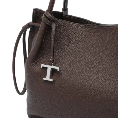 Tod's Brown Shoulder Bag With Two Top Handles And Drawstring Closure In Brown