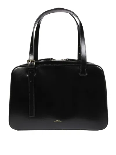 Apc A.p.c. Structured Black Handbag With Glossy Finish