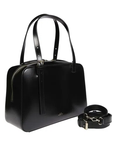 Apc A.p.c. Structured Black Handbag With Glossy Finish