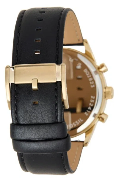 Fossil Flynn Chronograph Leather Strap Watch, 48mm