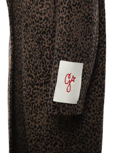 Golden Goose Cocoon Coat In Faded Leopard Jacquard Wool In Brown