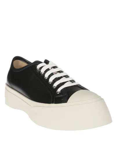 Marni Black Leather Sneakers With Rounded Toe