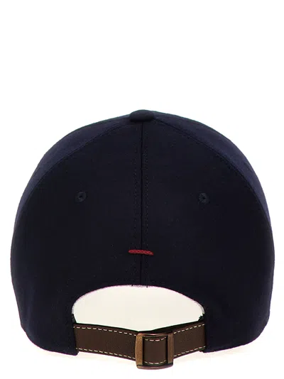 Brunello Cucinelli Men Virgin Wool Flannel Baseball Cap With Embroidery