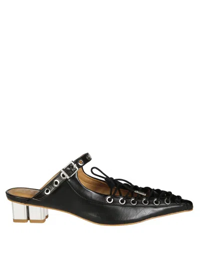 Ganni Pointed Toe Ballerina Shoe With Lace-up Detailing