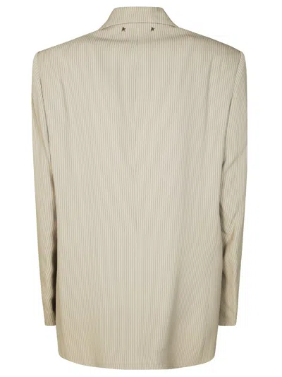 Golden Goose Pinstripe Oversized Blazer With Notched Lapel