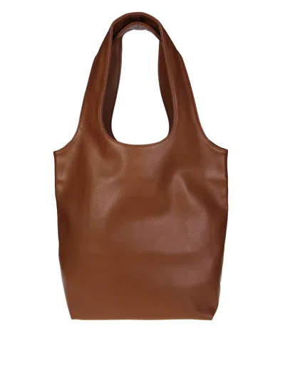 Apc A.p.c. Brown Small Tote With Cut-out Handle