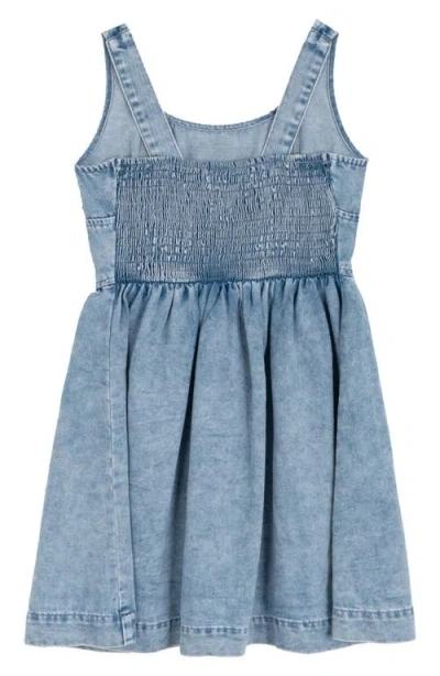 Rare Editions Kids' Acid Washed Denim Corset Dress In Blue