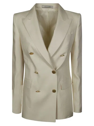 Tagliatore Double-breasted Linen Blazer With Gold Buttons