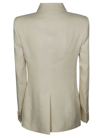 Tagliatore Double-breasted Linen Blazer With Gold Buttons