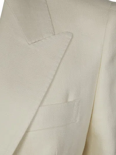 Tagliatore Double-breasted Linen Blazer With Gold Buttons