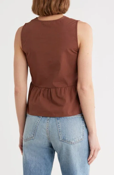 Vigoss Tie Front Peplum Top In Brown