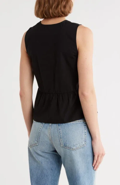 Vigoss Tie Front Peplum Top In Black