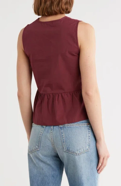 Vigoss Tie Front Peplum Top In Brown