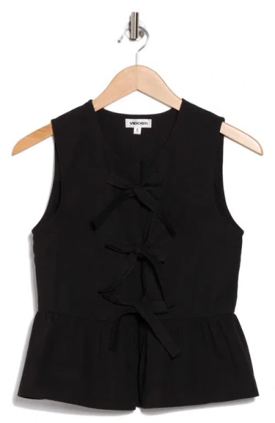 Vigoss Tie Front Peplum Top In Black