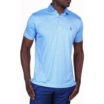 Tailorbyrd Badminton Print Performance Polo In Blue