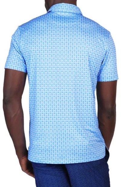 Tailorbyrd Badminton Print Performance Polo In Blue