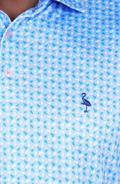 Tailorbyrd Badminton Print Performance Polo In Blue
