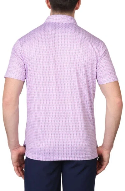 Tailorbyrd Micro Floral Print Performance Polo In Purple