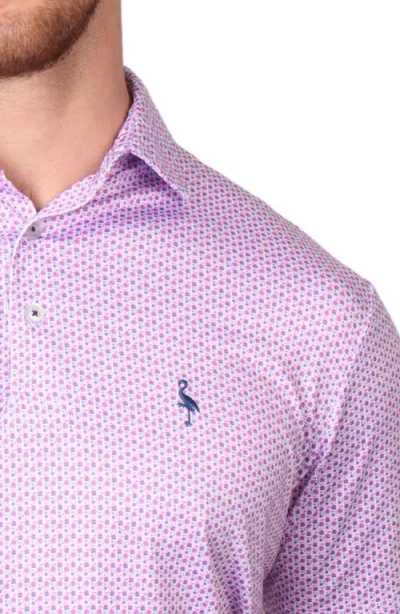 Tailorbyrd Micro Floral Print Performance Polo In Purple