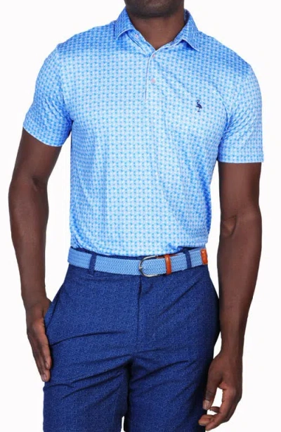 Tailorbyrd Badminton Print Performance Polo In Blue