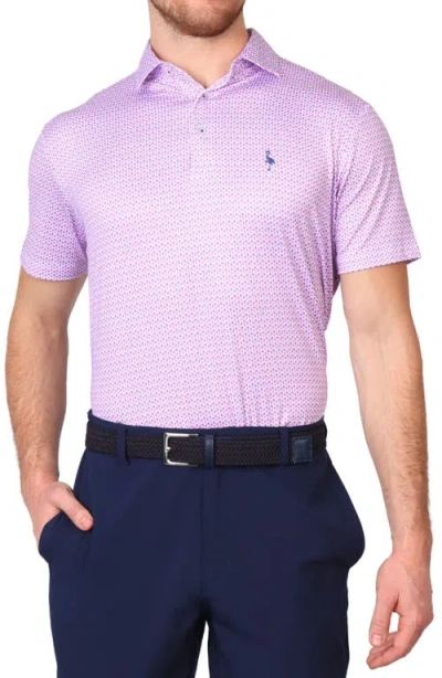Tailorbyrd Micro Floral Print Performance Polo In Purple