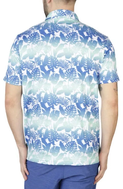 Tailorbyrd Gradient Floral Performance Polo In Blue
