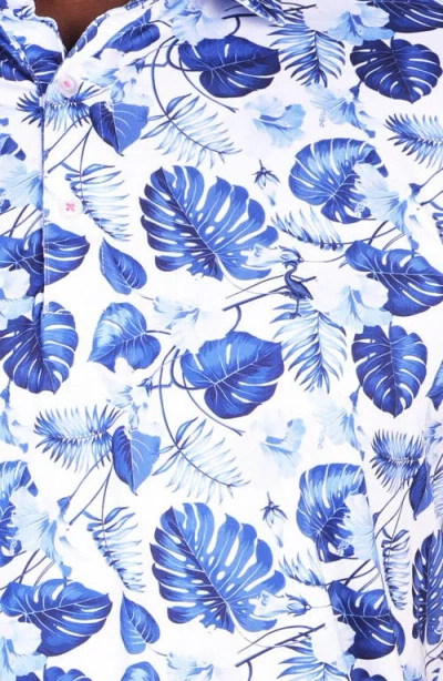 Tailorbyrd Leaves Performance Polo In Blue