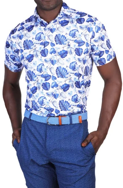 Tailorbyrd Leaves Performance Polo In Blue