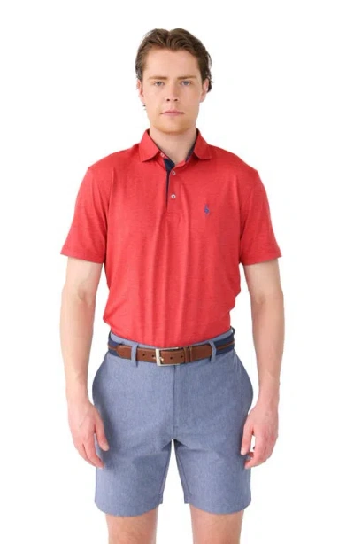 Tailorbyrd Mélange Mesh Performance Polo In Red