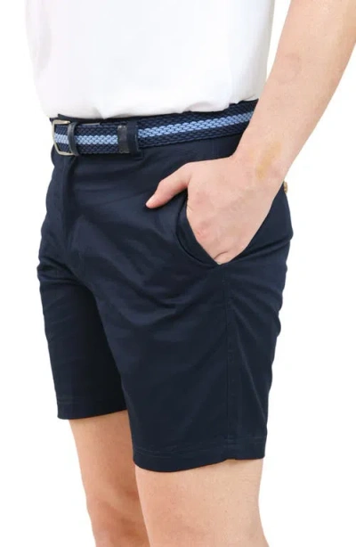Tailorbyrd Stretch Cotton Chino Shorts In Blue