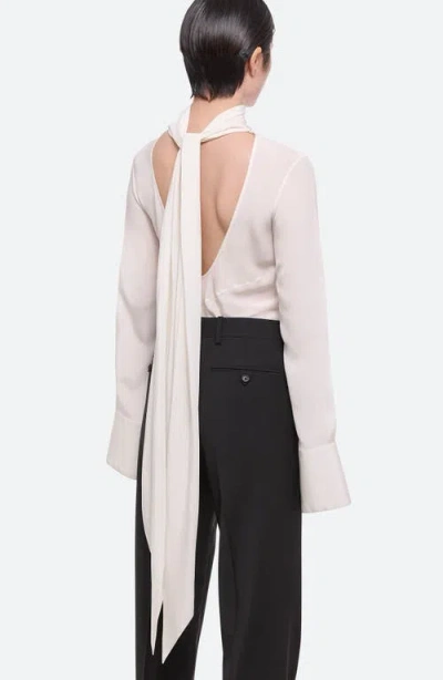 Helmut Lang Silk Long Sleeve Top With Scarf