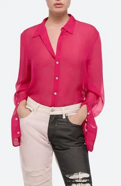 Helmut Lang Relaxed Fit Silk Organza Button-up Shirt