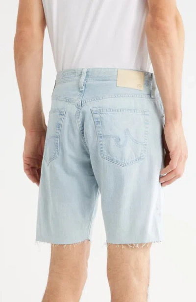 Ag Everett Raw Hem Slim Straight Leg Denim Shorts In Blue