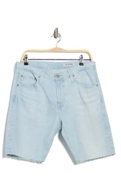 Ag Everett Raw Hem Slim Straight Leg Denim Shorts In Blue