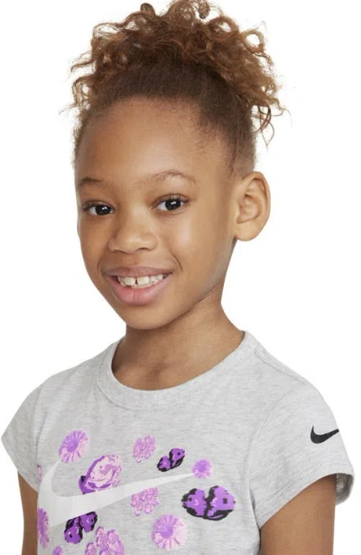 Nike Kids' Floral Futura Graphic T-shirt In Gray