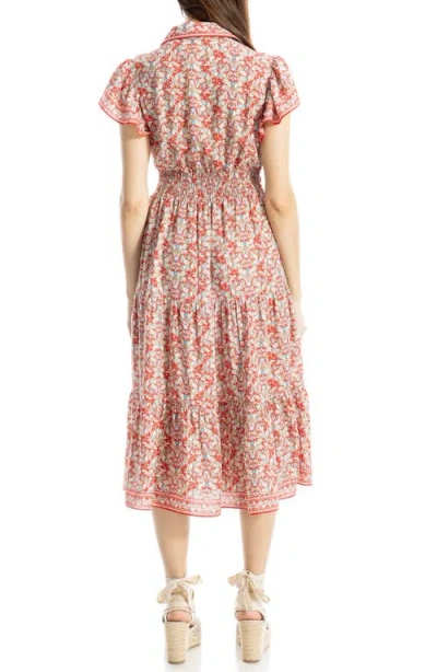 Max Studio Floral Tie Front Shirtdress In Multi