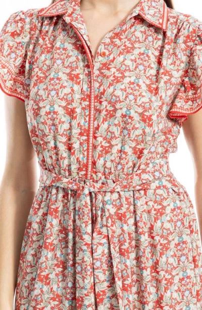 Max Studio Floral Tie Front Shirtdress In Multi