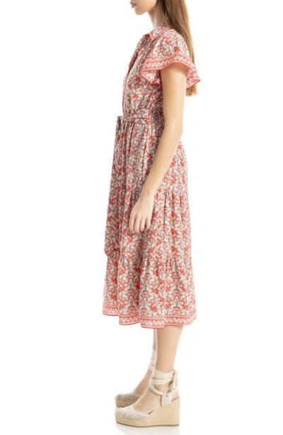 Max Studio Floral Tie Front Shirtdress In Multi