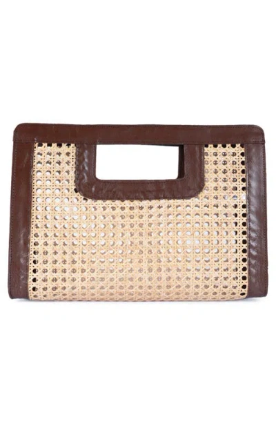 Jelavu Delmar Rattan & Leather Frame Clutch
