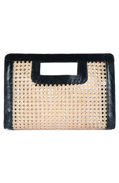 Jelavu Delmar Rattan & Leather Frame Clutch