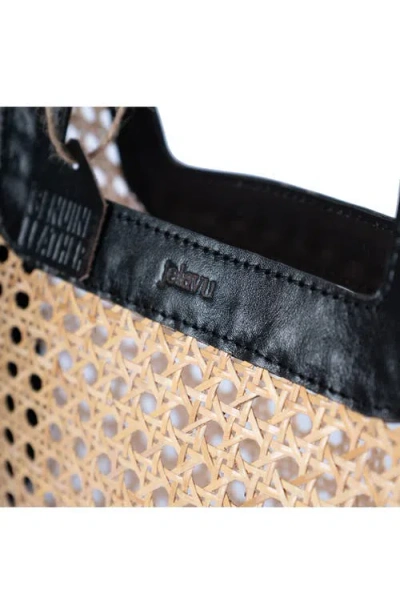 Jelavu Delmar Rattan & Leather Frame Clutch