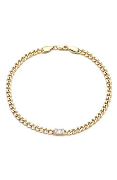 Adornia 14k Gold Plated Crystal Curb Chain Anklet