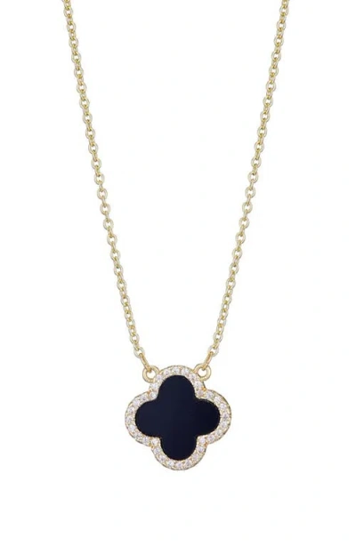 Adornia Cubic Zirconia Halo Black Clover Pendant Necklace