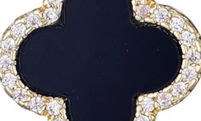 Adornia Cubic Zirconia Halo Black Clover Pendant Necklace