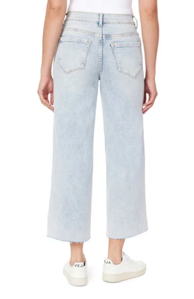 Kensie High Waist Raw Hem Wide Leg Jeans In Blue