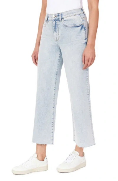 Kensie High Waist Raw Hem Wide Leg Jeans In Blue