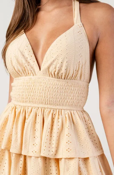 Beivy Eyelet Halter Minidress