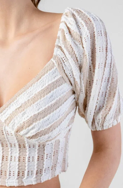 Beivy Open Knit Puff Sleeve Crop Top