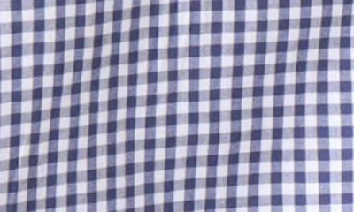 Tailorbyrd Kids' Micro Gingham Stretch Cotton Button-up Shirt In Blue