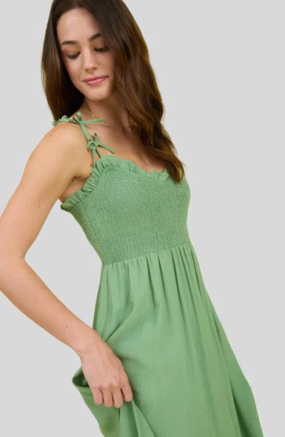 Blu Pepper Bow Strap Smocked Fit & Flare Midi Dress